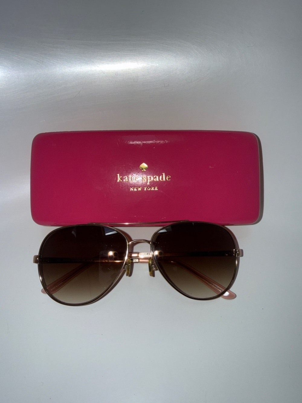 Kate Spade NY Brown Gradient Aviator Thin Metal Frame Sunglasses